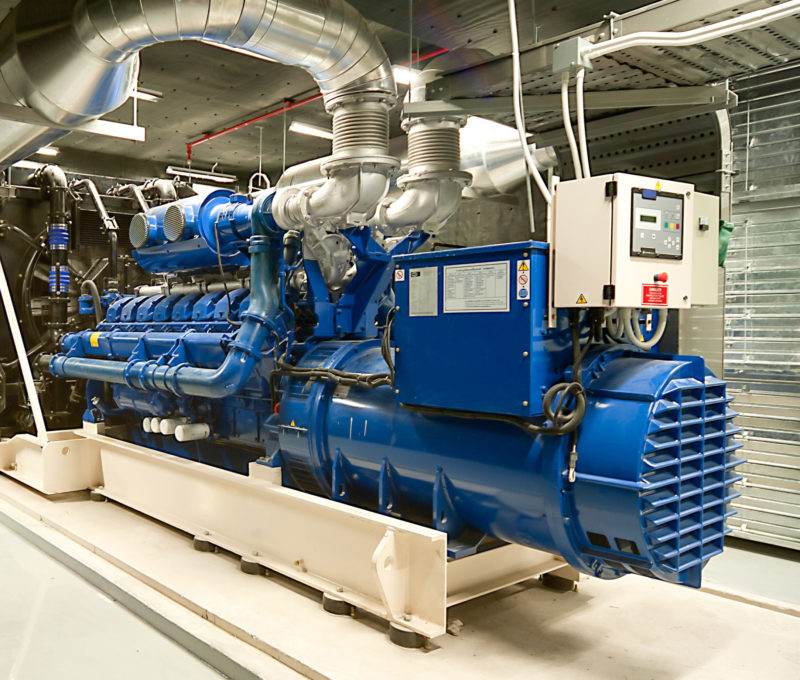 Diesel generator unit in generator room